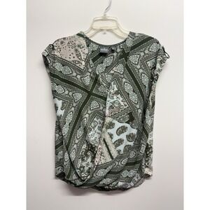 SOHO NY & Co‎ JEANS Women's Sz M Paisley Print  V-Neck Surplice Blouse Top Shirt